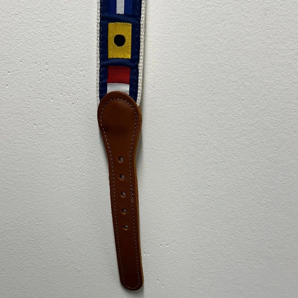 J. Bailey Nautical Flag Pattern Belt with Brown Leather